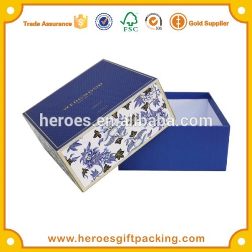 Trade Assurance Custom Paper Box Packaging Lid and Tray Box - Minium Blue Printed Square Paper Box