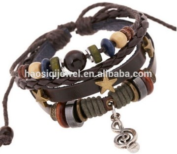 Fashion Charming Musical Notes Hanging Leather Bracelets For Children