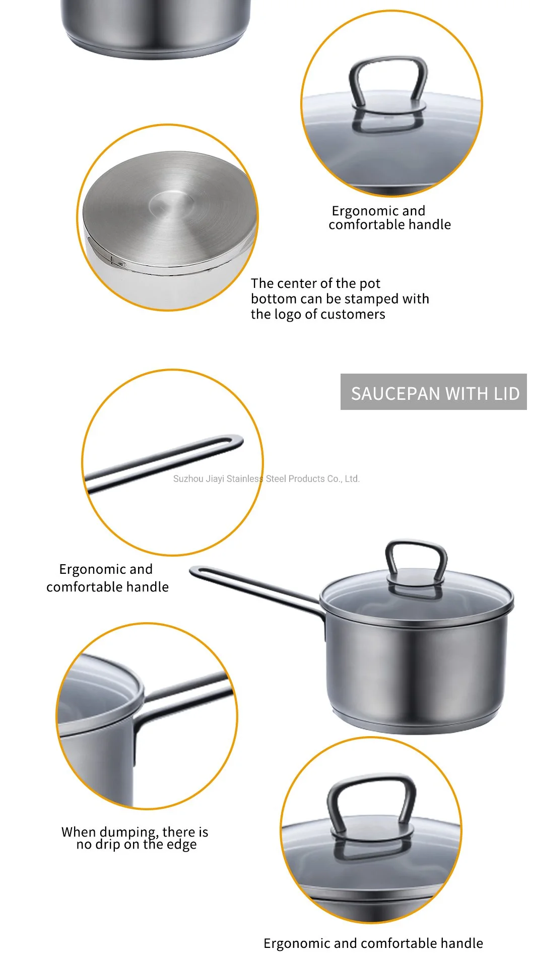 뜨거운 판매 스테인레스 스틸 비 스틱 팬 깊은 우유 냄비 Stockpot 냄비 Jy-1675lst