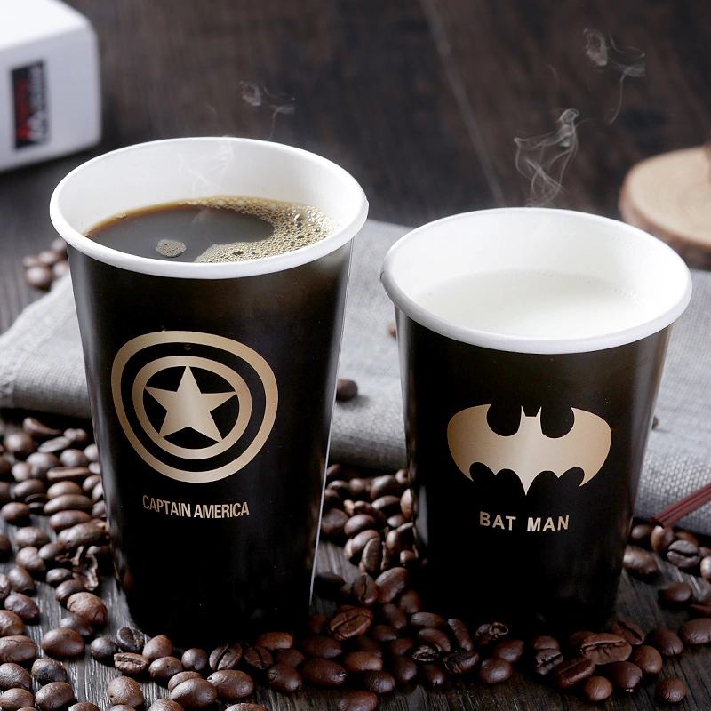 Unique Style Black Coffee Paper Cup Creative Design with Lid