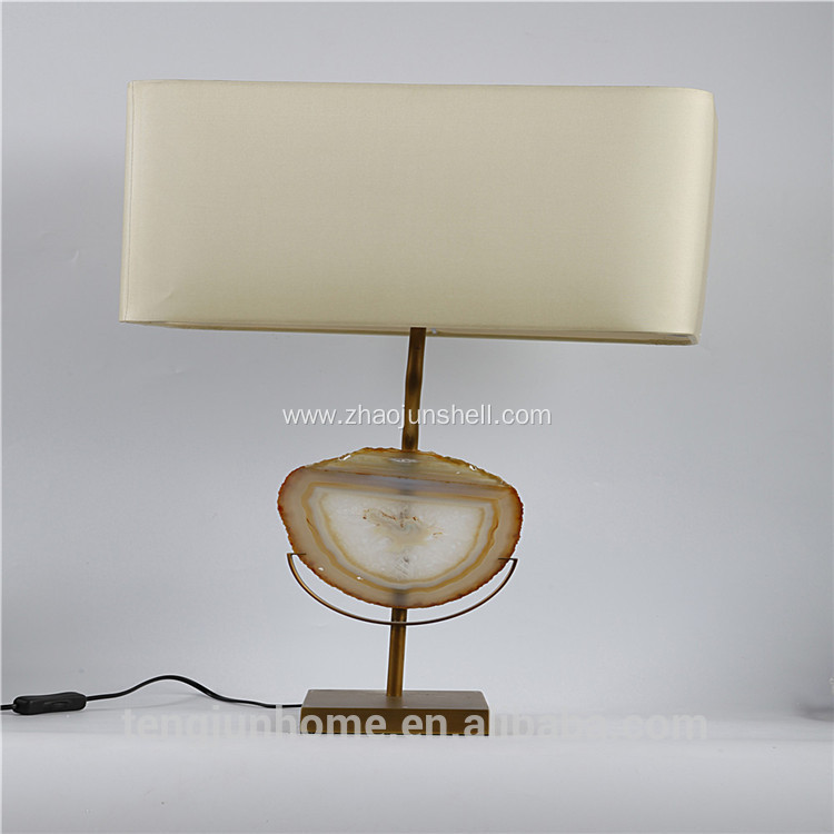 Canosa natural agate decor table lamp with metal pedestal