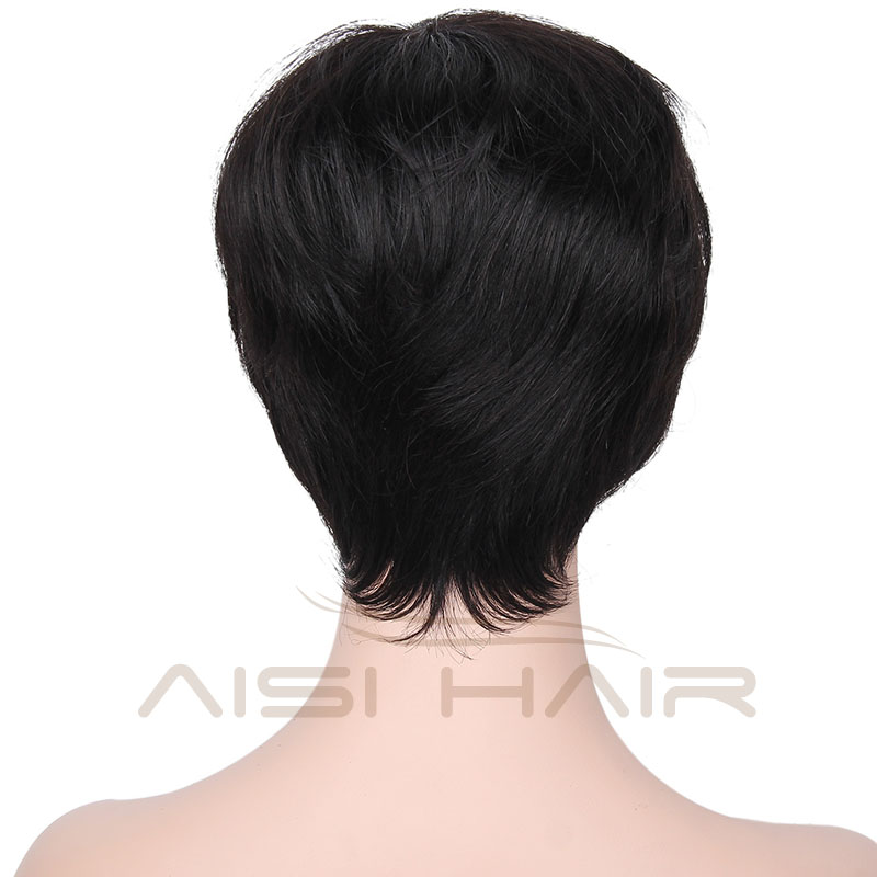 Aisi Hair Brazilian Human Hair Wigs For Black Women  Short Straight Black Human Hair Wigs With Bangs