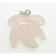 Maple Leaf Shape Rose Quartz pendant