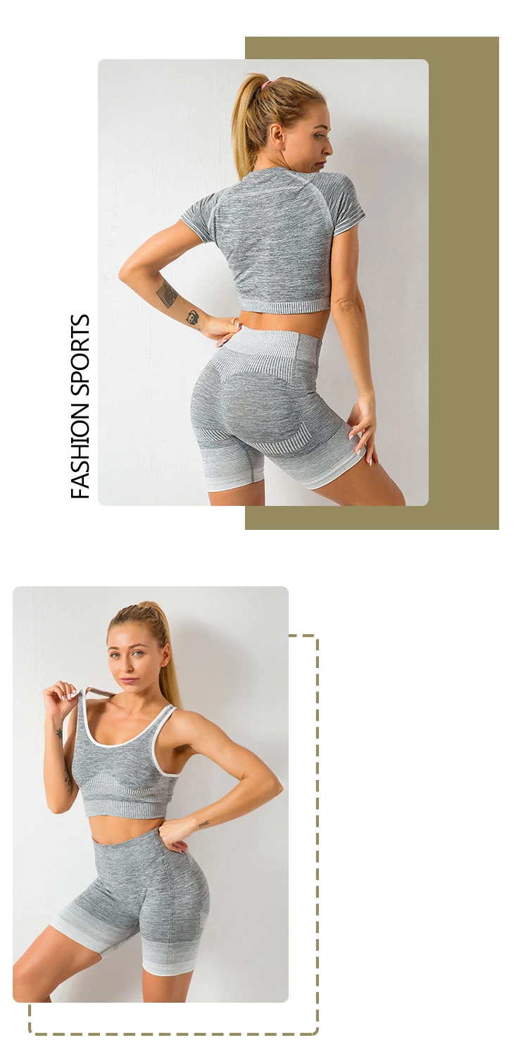 Custom 3 Piece Seamless Yoga Set	Private Label 3PCS Workout Yoga Clothing Set