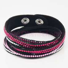 Crystal paved leather wrap bracelets jewelry wholesale