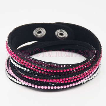 Crystal paved leather wrap bracelets jewelry wholesale