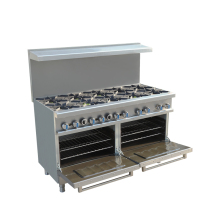 10 Burner Gas Cooking Range with Oven for Commercial Restaurant Kitchens