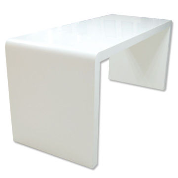 Half Bullnose Eased Edge White Solid Surface Marble Table Tops, Modern Kitchen Counters