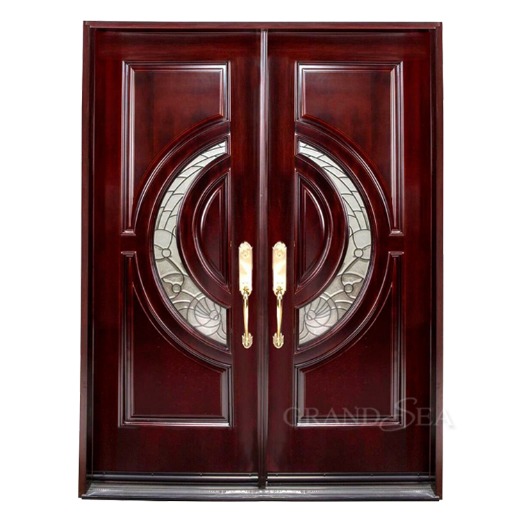 Hot sale double panel teak wood main door designs