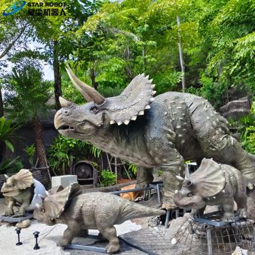 Animatronik triceratops realistis prasejarah untuk taman hiburan