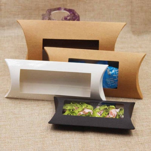 Wholesale Kraft Paper Pillow Box with Clear Window