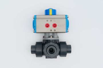 UPVC pneumatic three-way ball valve