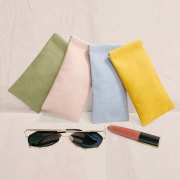 Soft Leather Portable Squeeze Top Sunglass Case