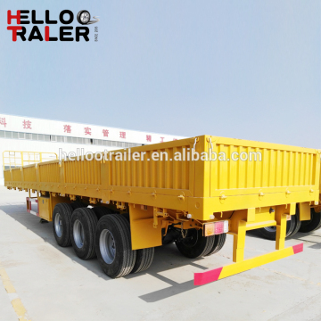 Tri-axle Flatbed Tractor Trailer,Side Wall Twist Locks Flatbed Semi Trailer,Platform Cargo Trailer