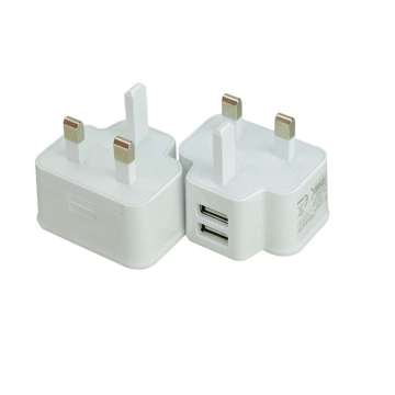 UK 3 Pin 5V2A Dubbel USB-väggladdare