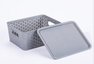 plastic organize storage basket with handle and lid