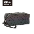 Geometric hologram luminous women handbags wholesale leather cosmetic bags with for makeup storage