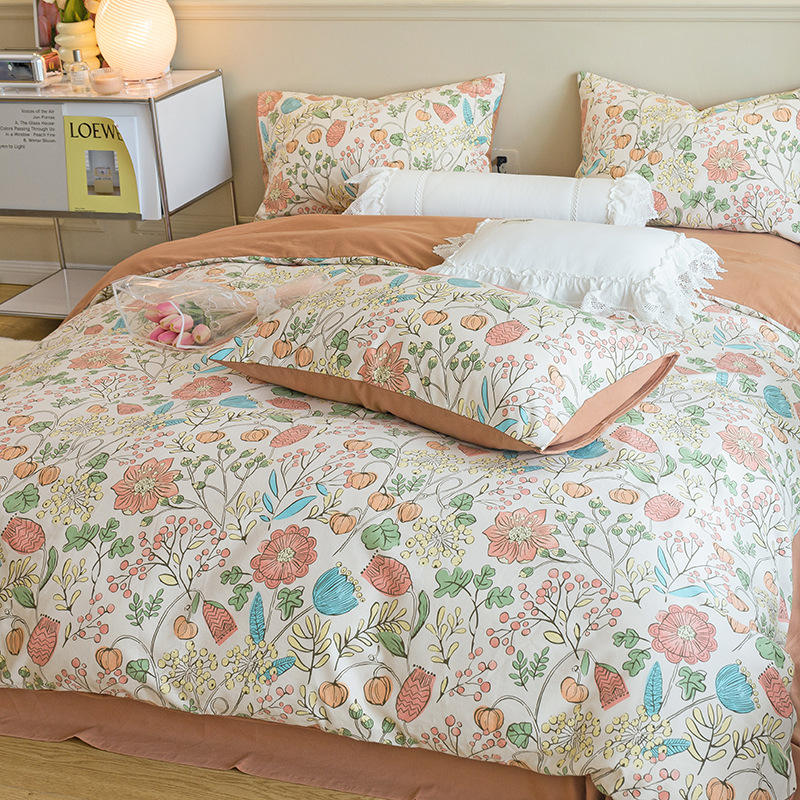 Cotton Home Printed Quilts Cover 4 Pieces Bedding Set
