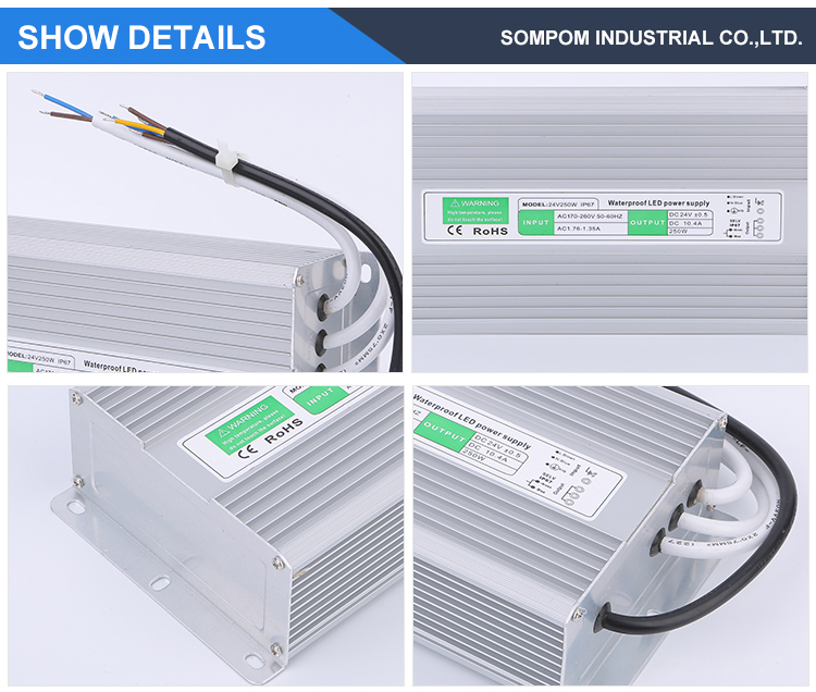 250W 20A 12V 24V Waterproof Led Electrical Equipment Power Supply