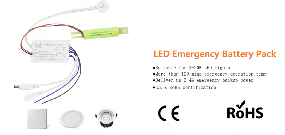 Pacco batteria di emergenza LED da 3-20W