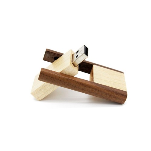 Draaibare houten boorkop USB-flashdrive