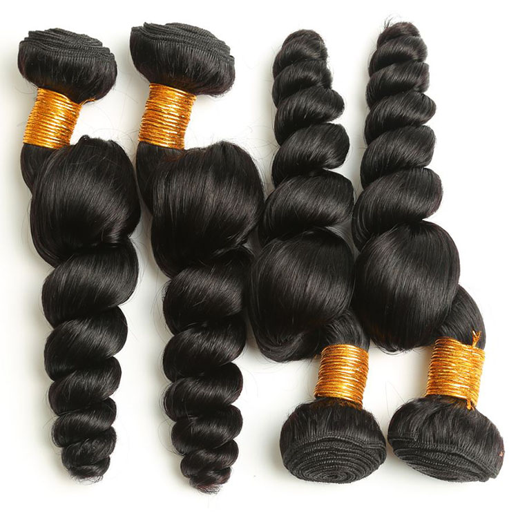 10A Brazilian Virgin Hair Bundles Bouncy Curly Loose Wave 100% Cuticle Aligned Wholesale Human Hair Weave  Bundles