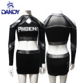 Dandy Sports Custom Cererakan Murah Seragam Seksi Hitam Cheerleading Seragam