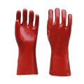 Red PVC gloves smooth finish interlock liner 14"