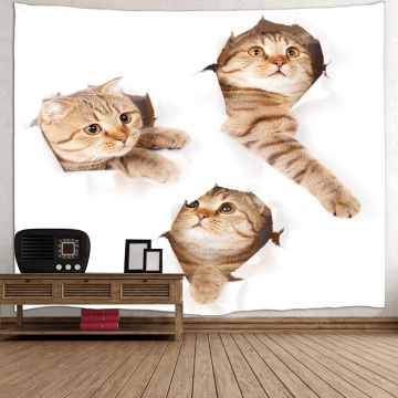 Three Cats Lovely Tapestry Animal Cute Wall Hanging 3D Print Tapestry for Livingroom Bedroom Home Dorm Decor