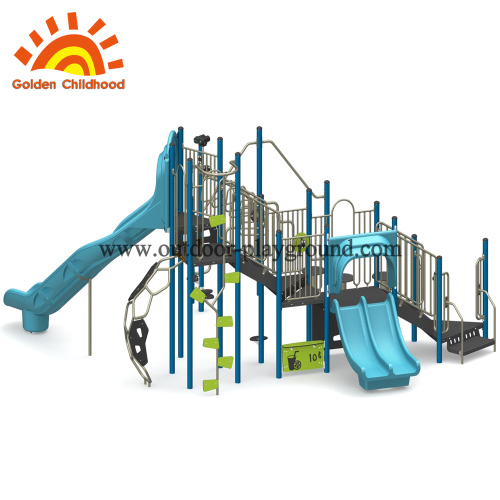 Biru Outdoor Struktur Slide Playground Kombinasi Dijual
