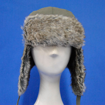 Unisex grey quilting earflap hats with faux fur lining