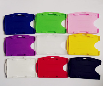 Multi-Color Rigid Plastic ID Card Holder for 2 Cards