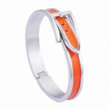 Belt Buckle Design Hinged Bangle/Enamel Bangle/Epoxy Bangle, Rhodium-plated, Latest Design