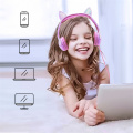 Cat Ears LED Light Up Headset Safe Volume Limited 85dB for Children Kids Headphones with Microphone