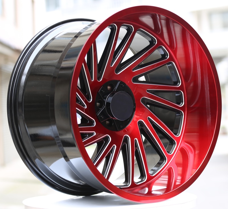 24 inch Black Face& Red Milled Edge Wheel