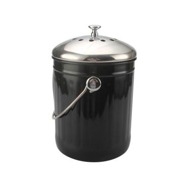 Stainless Steel Black Compost Pail with Charcoal Filters