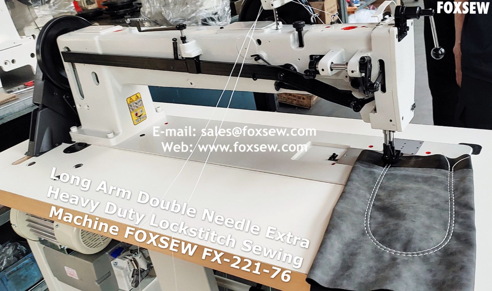 Long Arm Double Needle Extra Heavy Duty Lockstitch Sewing Machines FOXSEW FX-221-76 -5