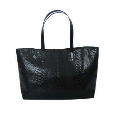 Black leather handbag, made of python PU