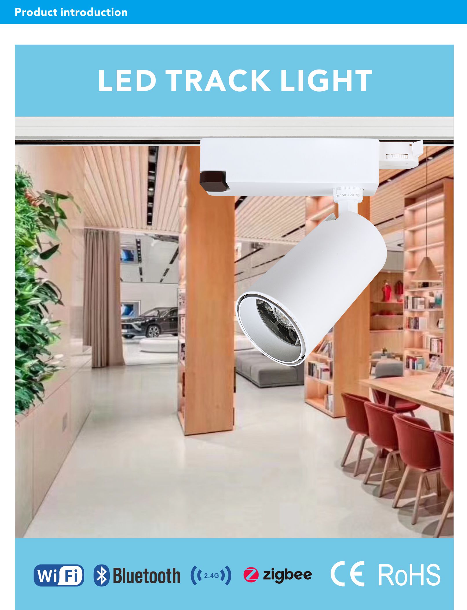 40W Modern Commercial Focus 2 Wires 3 Wires  Adjustable Non-isolated Constant Current COB LED Track light