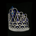 Tiara corona de desfile de diamantes de imitación azul oscuro