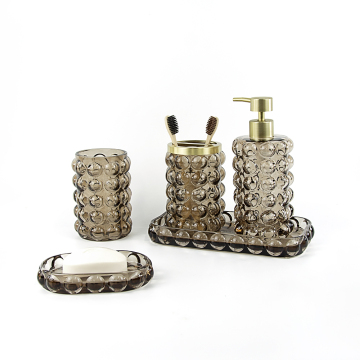 Brown Bathing Set Glass Bottle