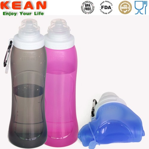 OEM Silicone Products Drinkware folding silicone sipper bottle