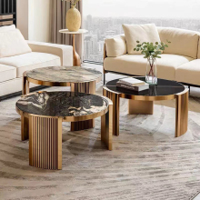 Wholesale Luxury Gold Stainless Steel Coffee Table Set