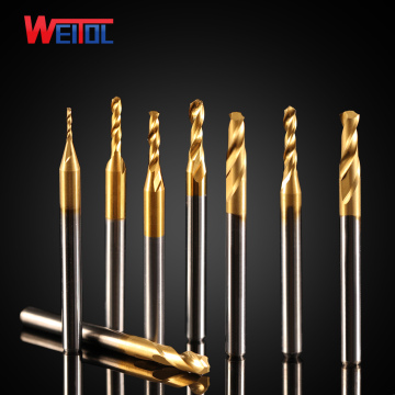 Weito 5A 10 pcs High Quality Titanium aluminum substrate copper foil double flute CNC milling cutter endmill CNC router bits