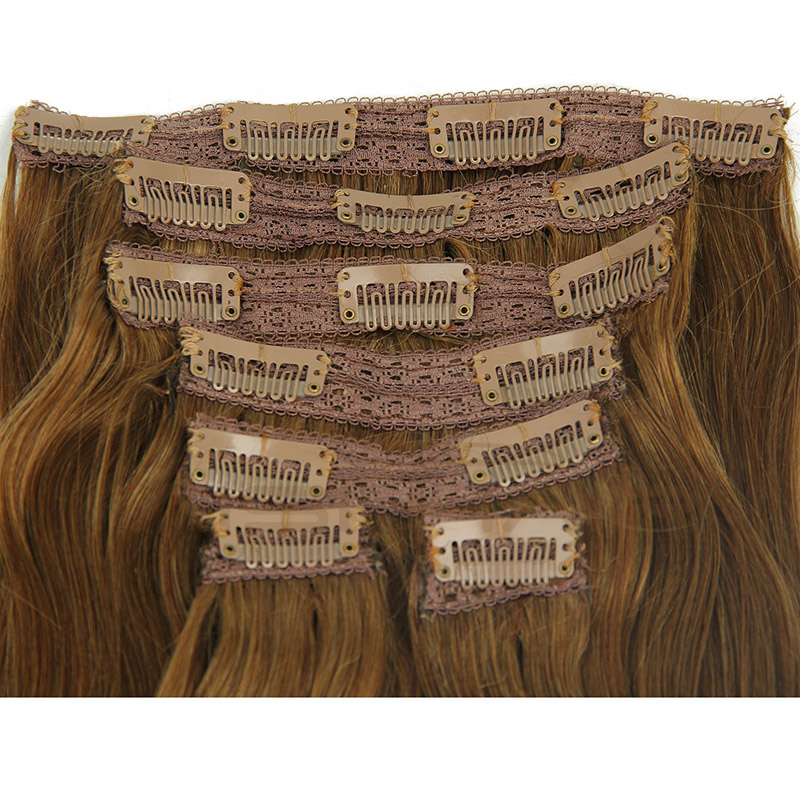 Peruvian Long Silky Straight Wave Hairpieces 16 Clip In Extension Brown Color  Hair