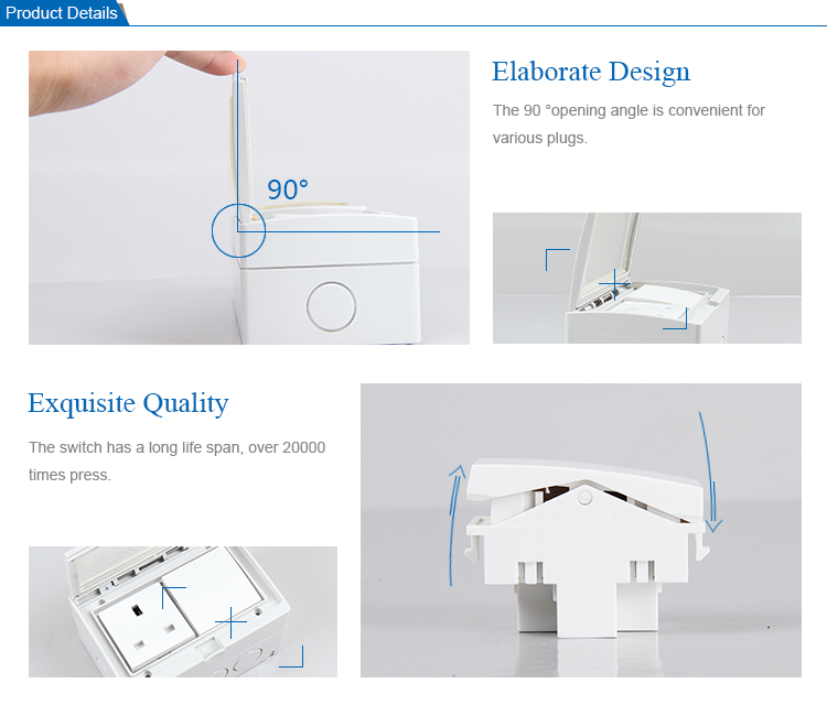 SAIPWELL/SAIP English Style Double control 250V/13A IP55 2 Positions Waterproof Switch Socket