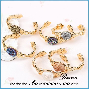 Gold Electroplated Brass Bangles wholesale druzy geodes Bracelet Bangle