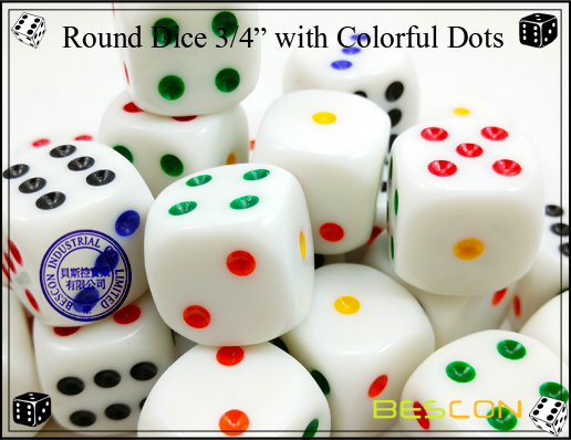 Round Dice 19MM with Colorful Dots-4