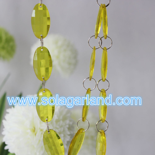 Acrylic Crystal Faceted Oval Bead Tree Garland Door For Wedding Decoration