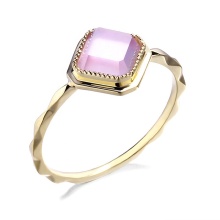 HYH Jewelry 9K Real Gold Amethyst Square Cut Gold Ring